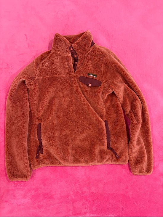 L.L. Bean Tops - L.L. Bean Women’s Plush Sherpa Pullover - Rust Brown/Orange